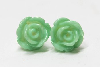 Sea Foam Acrylic Rose Blossom Earrings