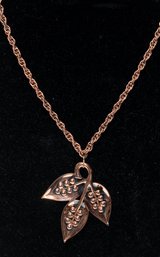 Vintage Copper Leaf Pendant Necklace