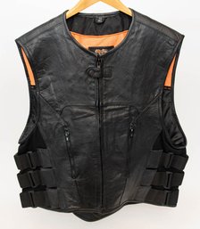 Vance Leathers Men's Black Leather Motorcycle Vest Size XL