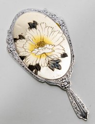 Small Floral Engraved Vanity Handheld Mirror