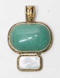 Lia Sophie ' Anguilla' Gold Tone Slide With Green Aventurine And Mother Of Pearl Pendant