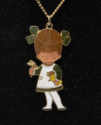 1972 Holly Hobby Enamel Pendant Necklace