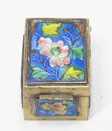Chinese Enamel Brass Stamp Pill Box