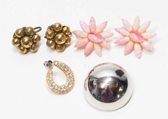 Jewelry Lot Including Slide On Pink Shell Earrings