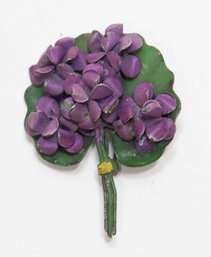 1950s Metal Lilac Bouquet Pin