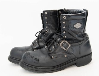 Harley Davidson Eagle Buckle Men's Leather Motorcycle Boots Size 10.5