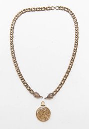 H & H Signed Gold Tone Chain With Gold Filled Charm