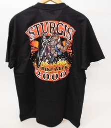 2000 Sturgis Bike Week Buffalo Riding Thru Flames Men's T-shirt Size XL New