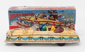 Antique Marx Walt Disney Parade Roadster Tin Friction Litho Toy Car. Has Box!