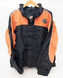 Harley Davidson Men's Orange And Black Waterproof Jacket Size XXL