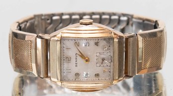 Benrus 10k Rolled Gold Bezeled Flex-Let Art Deco Watch