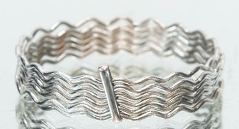 6 Bangle Silver Tone Wavey Bracelet