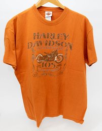 2008 Harley Davidson Orange 105 Years Of Proof T-shirt Size XL