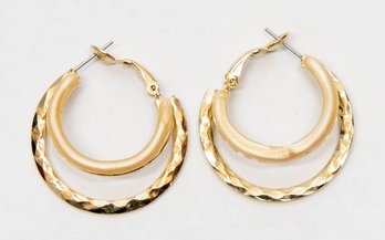 Hoop In A Hoop Gold Tone Earrings