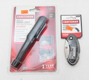 Craftsman Folding Lockback Utility Knife And Mini LED Work Light New In Package