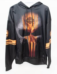 Harley Davison Orange Skull Hoodie Size XL New