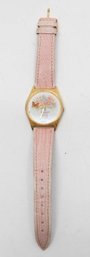 Valdawn R&R Pink Leather Band Animated Second Dial Butterfly Watch