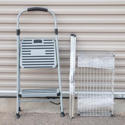 3-shelf Metal Shelving And Cosco Step Stool