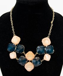 Blue And Rose Gold Tone Statement Pendant Necklace