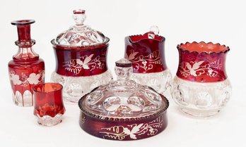 US Glass Ruby Kings Crown Glassware