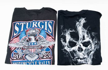 2023 And 2015 Sturgis Smoking Skull And American Eagle T-shirts Size XL New