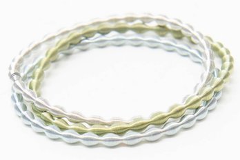 Piano Wire Hematite Steel Bracelet Set Of 3 Blue/Green/Pink