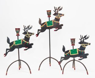 Vintage Metal Reindeer Candle Holders