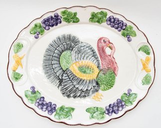 Vintage Hand Painted Turkey Platter