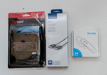 Gigaware Cat5e Cable, New Bee Bluetooth Headset And 6ft HDMI Cable New