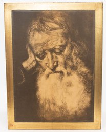 Italian Fratelli Alinari Titan 'head Of An Old Man' Paris-Louvre Museum Replication Print On Board