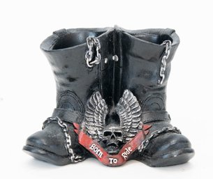 Born To Ride Black Motorcycle Boots Figurine