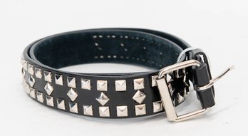 Nobody Man Meade Black Leather Studded Belt Size M/L