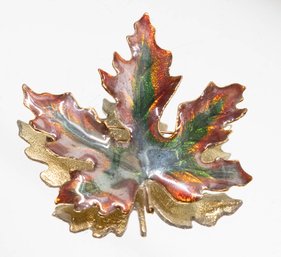 Vintage Autumn Maple Leaf Gold Tone Enamel Pin