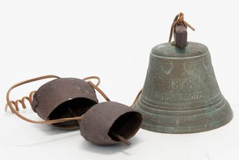 Antique Cast Brass Bell 1878 Saignelegier Chiantel Fondeur