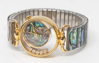 Vintage Abalone Shell Style Iridescent Stretch Bracelet Women's Watch