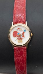 Moniex Sparkling Santa Clause Christmas Watch Red Leather Band