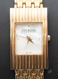 Joan Rivers Initialed  Gold Tone Deco Watch 1990s