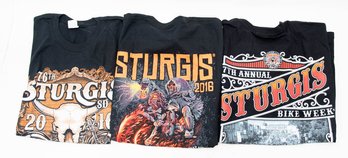 2016 And 2017 Sturgis Flaming Bike, Welcome Riders And Steer Head T-shirts Size XL NWT