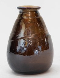 Hand Blown Brown Iridescent Vase
