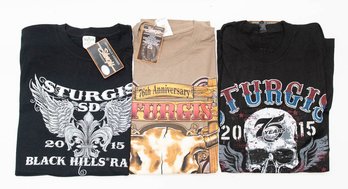 2015 And 2016 Sturgis Steer Head, Wings And Skull And Bones T-shirts Size Large NWT