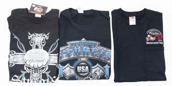 2004 And 2015 Sturgis Blue Bike, Red Bike And Skull On A Cross T-shirts Size Large New