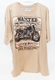 2001 Bike Week Daytona Beach Tan Wanted T-shirt Size 2XL New