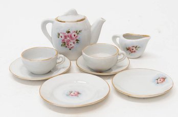 Vintage Miniature Porcelain Pink Roses Tea Set (incomplete)