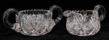 American Brilliant Period Cut Glass Creamer And Sugar