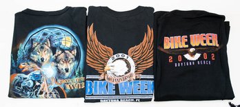 2000, 2001, 2002 Bike Week Daytona Beach Wolf, Eagle And American Flag Eagle T-shirts Size XL New