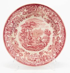 Antique Amazone Maastricht Petrus Ragout Red And White Transfer Plate C. 1860s-1880s