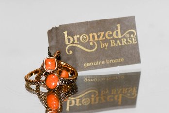 Bronzed By Barse Gold Tone Coral 3 Pack Of Rings