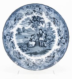 Antique Ruth & Boaz Maastricht Petrus Regout Blue And White Transferware Plate