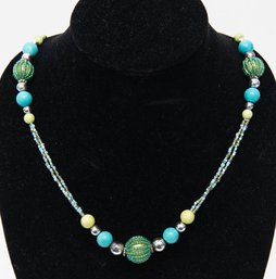 Bora Bora Blue Green And Turquoise Beaded Necklace