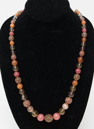 Paparazzi Corals And Gold Tone Beaded Necklace